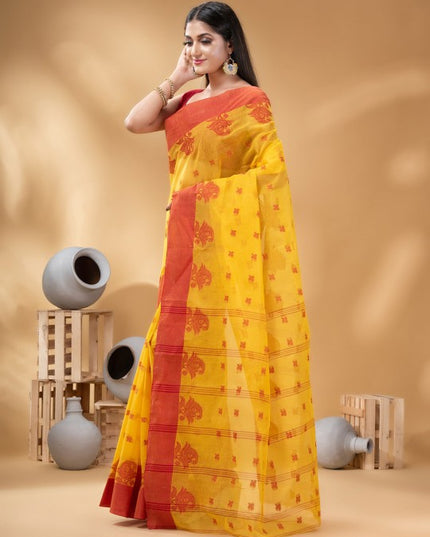 DESH BIDESH Ethnic Motifs Woven Design Pure Cotton Taant Saree