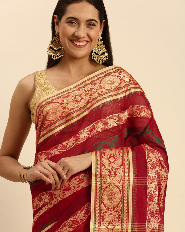 DESH BIDESH Woven Design Pure Cotton Taant Saree