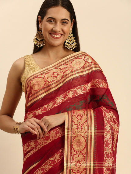 DESH BIDESH Woven Design Pure Cotton Taant Saree