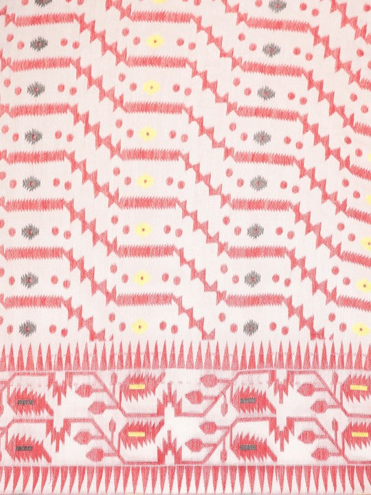 DESH BIDESH Woven Design Pure Cotton Jamdani Saree