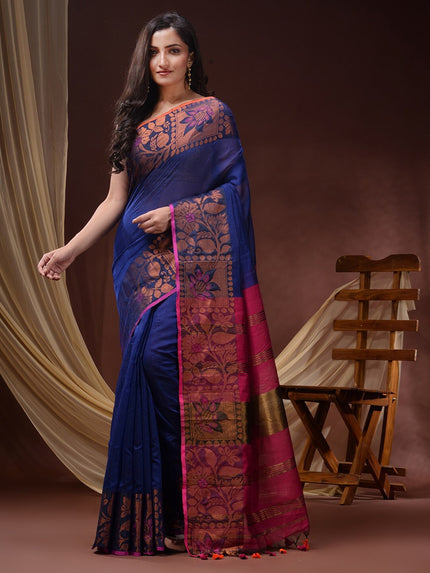 DESH BIDESH Floral Woven Design Zari Maheshwari Saree