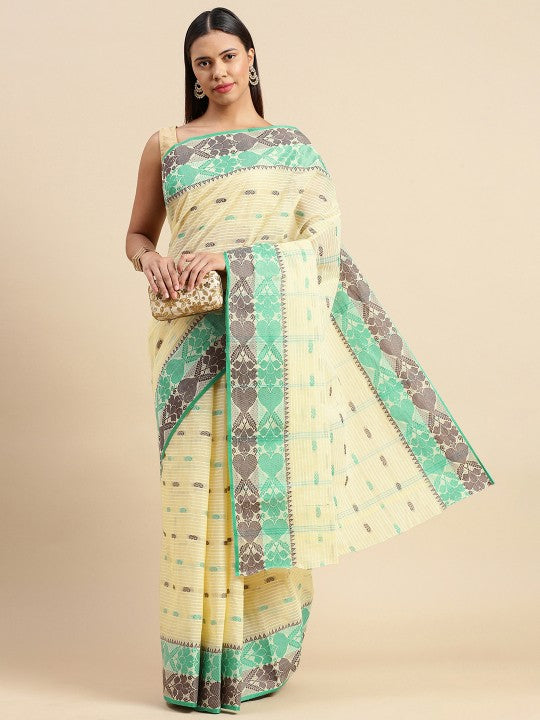 DESH BIDESH Woven Design Pure Cotton Taant Saree