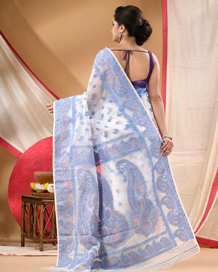 Women's Cotton silk handloom cotton jamdani sarees for women golden party, wear saree latest, Antaraal design new, collection tant cotton linen dhakai muslin sarees for women