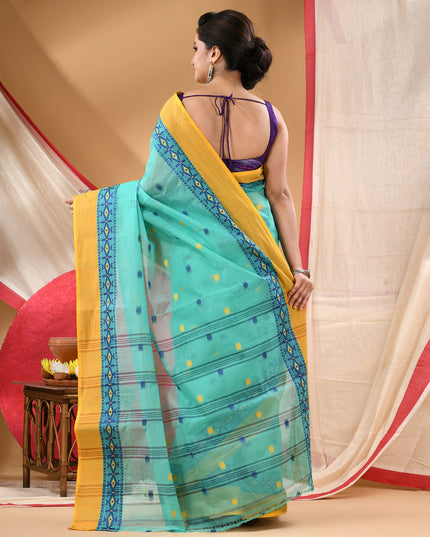 Women cotton saree for woman party, wear sarees for women tant cotton handloom chiffon silk sarees for women latest, Manirekha design (Turquoise)