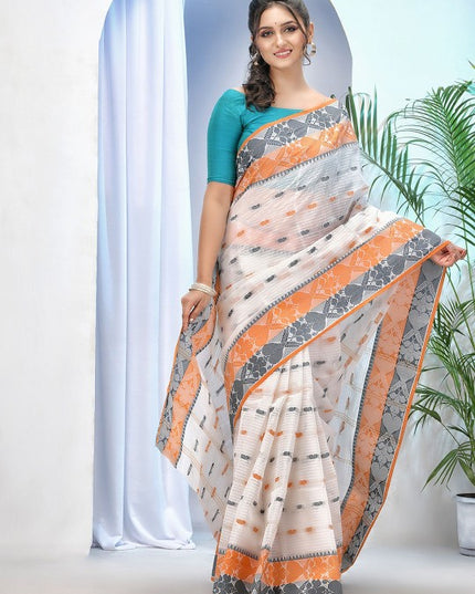 DESH BIDESH Woven Design Pure Cotton Taant Saree