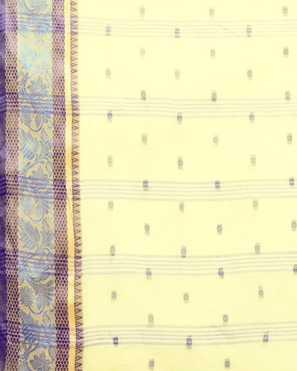 DESH BIDESH Yellow & Grey Ethnic Motifs Pure Cotton Taant Saree