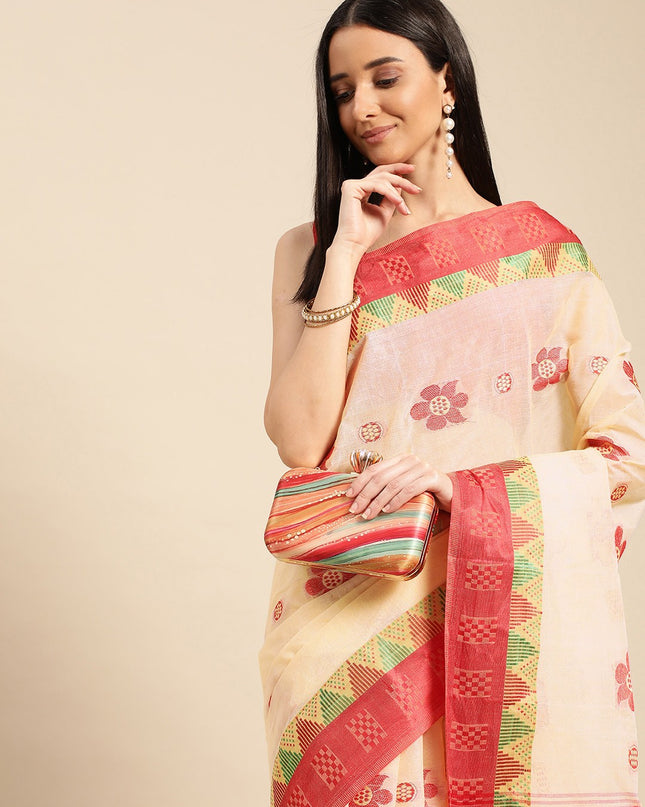 DESH BIDESH Ethnic Motifs Pure Cotton Taant Saree