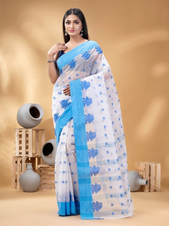 Ethnic Motifs Woven Design Pure Cotton Taant Saree