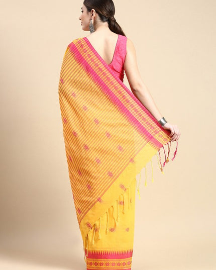 DESH BIDESH Woven Design Ethnic Motifs Pure Cotton Taant Saree