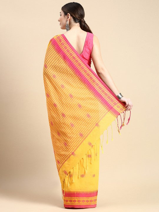 DESH BIDESH Woven Design Ethnic Motifs Pure Cotton Taant Saree