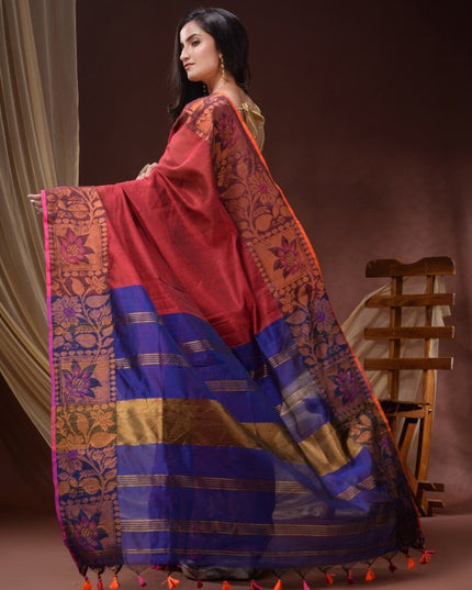 DESH BIDESH Floral Woven Design Zari Maheshwari Saree