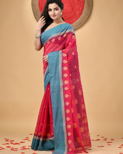 DESH BIDESH Ethnic Motifs Woven Design Pure Cotton Taant Saree