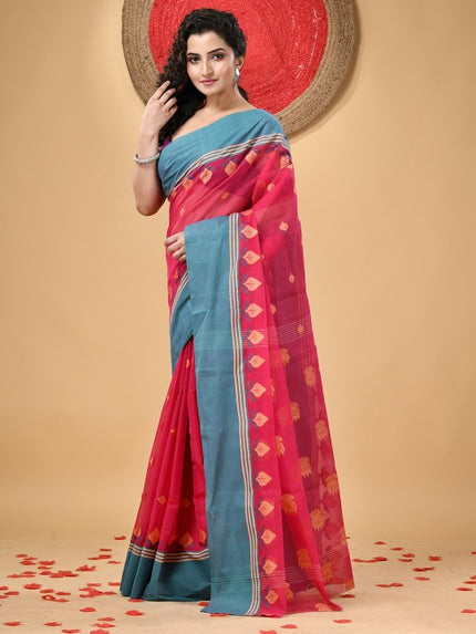 DESH BIDESH Ethnic Motifs Woven Design Pure Cotton Taant Saree