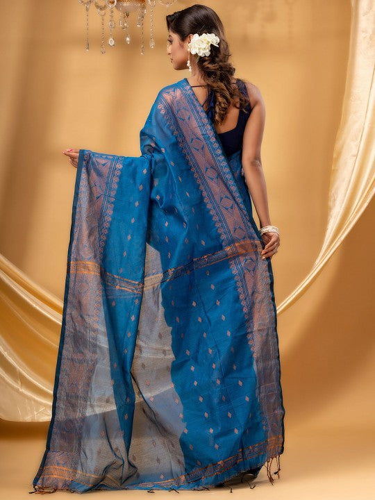 DESH BIDESH Woven Design Zari Taant Saree