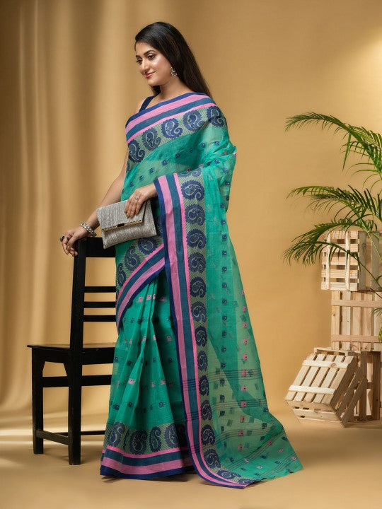 DESH BIDESH Woven Design Pure Cotton Taant Saree