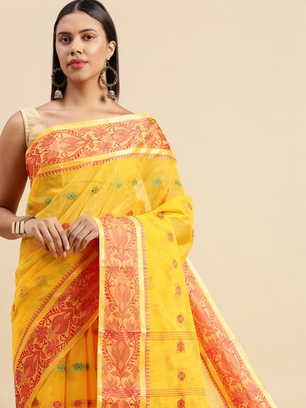 DESH BIDESH Woven Design Pure Cotton Taant Saree