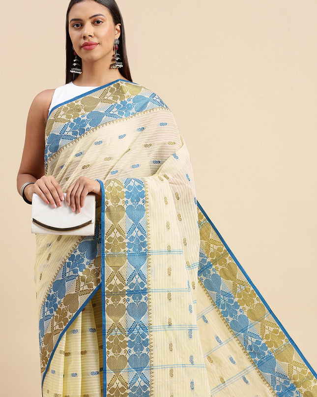 DESH BIDESH Woven Design Pure Cotton Taant Saree