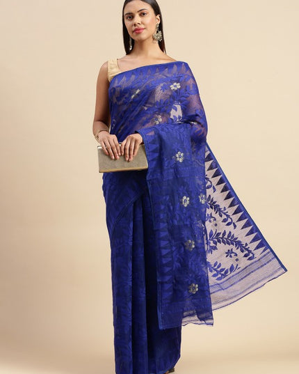 DESH BIDESH Floral Pure Cotton Taant Saree