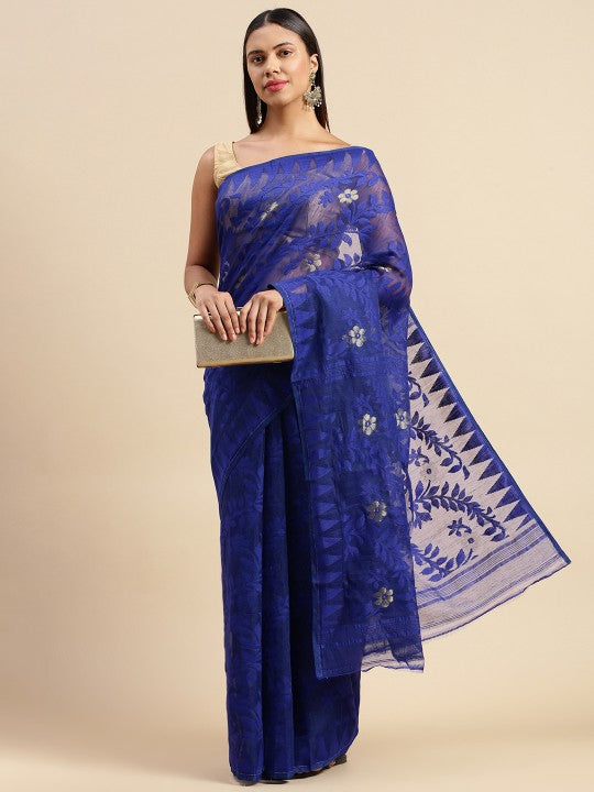 DESH BIDESH Floral Pure Cotton Taant Saree