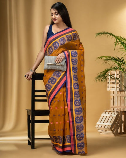 DESH BIDESH Ethnic Motifs Woven Design Pure Cotton Taant Saree