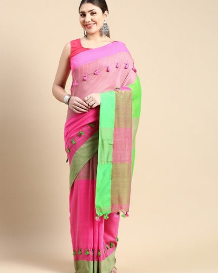 DESH BIDESH Woven Design Pure Cotton Taant Saree