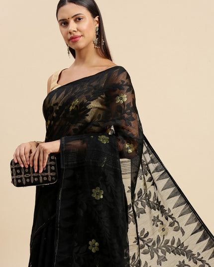 DESH BIDESH Floral Pure Cotton Taant Saree