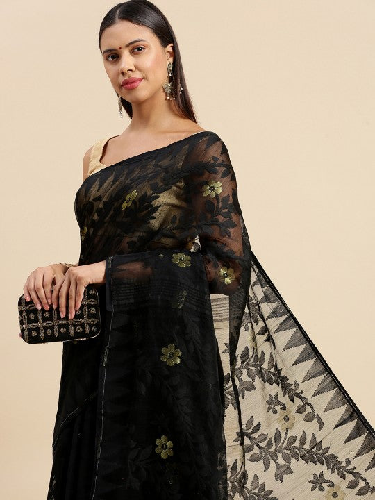 DESH BIDESH Floral Pure Cotton Taant Saree