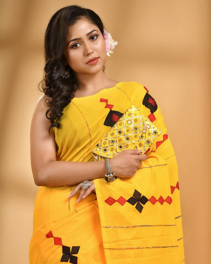 DESH BIDESH Woven Design Pure Cotton Traditional Taant Saree