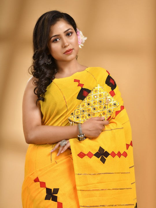 DESH BIDESH Woven Design Pure Cotton Traditional Taant Saree