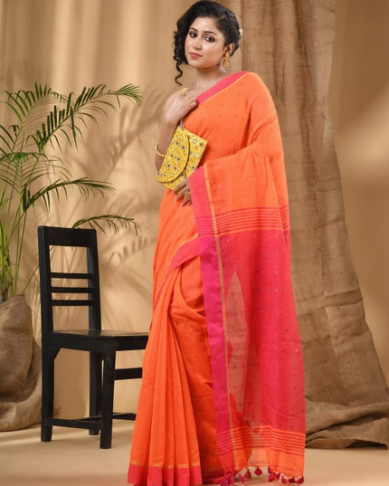 DESH BIDESH Embellished Sequinned Taant Saree