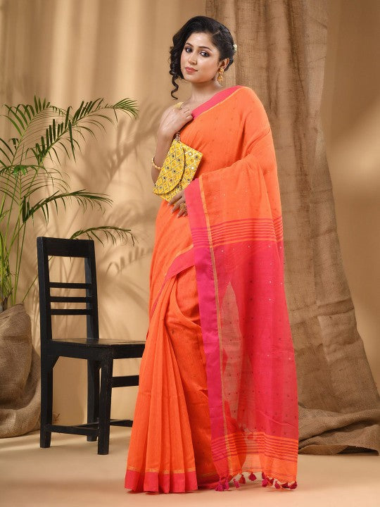 DESH BIDESH Embellished Sequinned Taant Saree