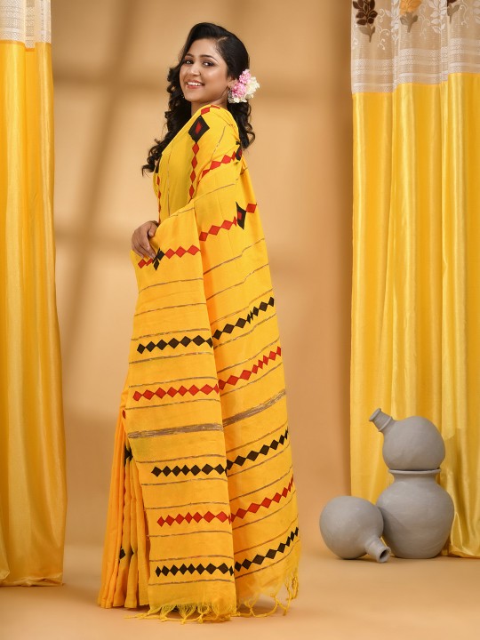 DESH BIDESH Woven Design Pure Cotton Traditional Taant Saree
