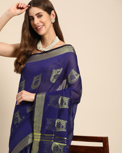DESH BIDESH Ethnic Motifs Zari Taant Saree