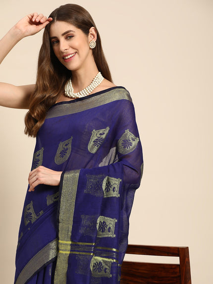 DESH BIDESH Ethnic Motifs Zari Taant Saree