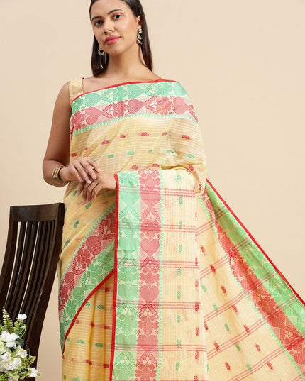 DESH BIDESH Woven Design Pure Cotton Taant Saree