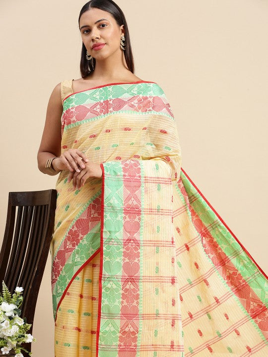 DESH BIDESH Woven Design Pure Cotton Taant Saree