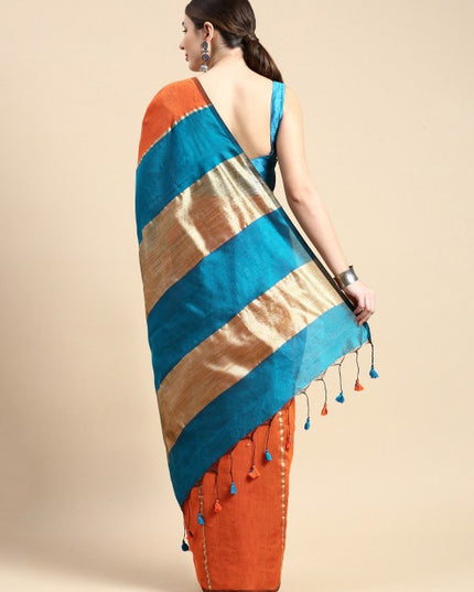 DESH BIDESH Ghicha Striped Cotton Silk Saree