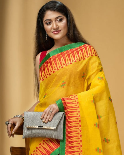 DESH BIDESH Woven Design Pure Cotton Taant Saree