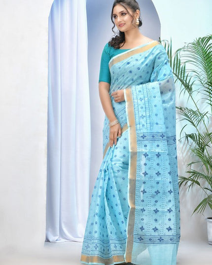 DESH BIDESH Ethnic Motifs Printed Pure Cotton Taant Saree