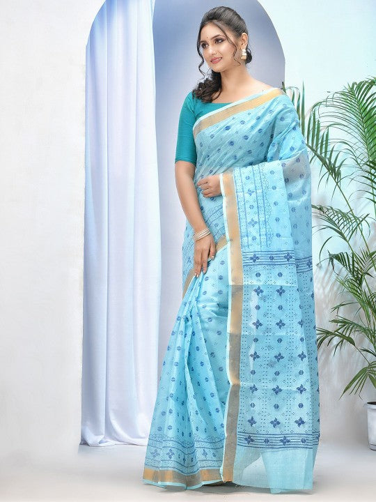DESH BIDESH Ethnic Motifs Printed Pure Cotton Taant Saree