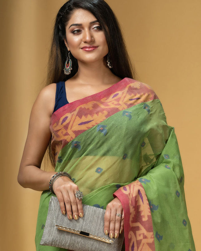 DESH BIDESH Ethnic Motifs Pure Cotton Handloom Saree