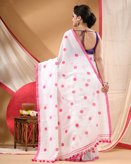 Women cotton silk tant handloom saree mysore party wear sarees latest design wedding handloom  sarees for women latest (Pink)