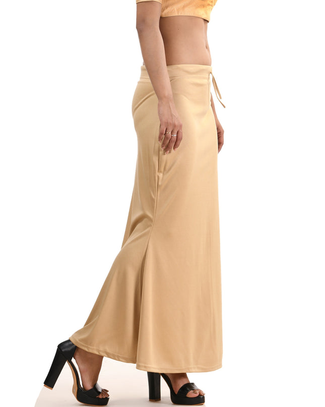 Fish Cut Stretchable Saree Shapewear Petticoat for Women (Tan)
