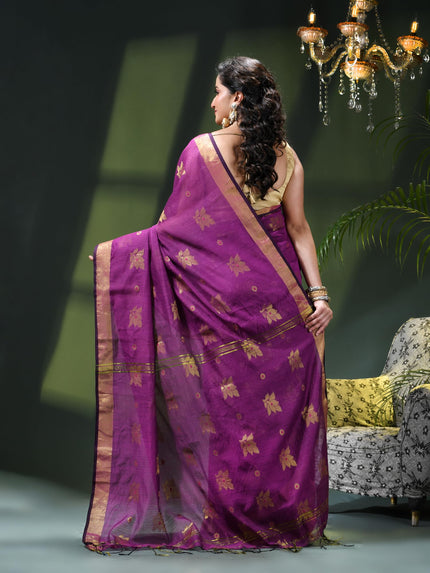 Cotton Silk Party Wear Saree Trendy Design Gulnaz Georgette Chiffon Cotton Saree (Purple)