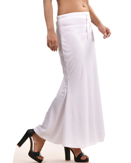 Fish Cut Stretchable Saree Shapewear Petticoat for Women (White)