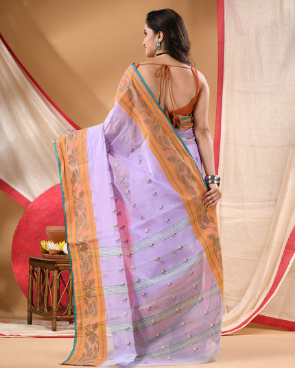 Women Tant cotton saree for woman party, wear handloom sarees for women cotton georgette chettinad cotton silk sarees for women latest, Vasantika design (Purple)