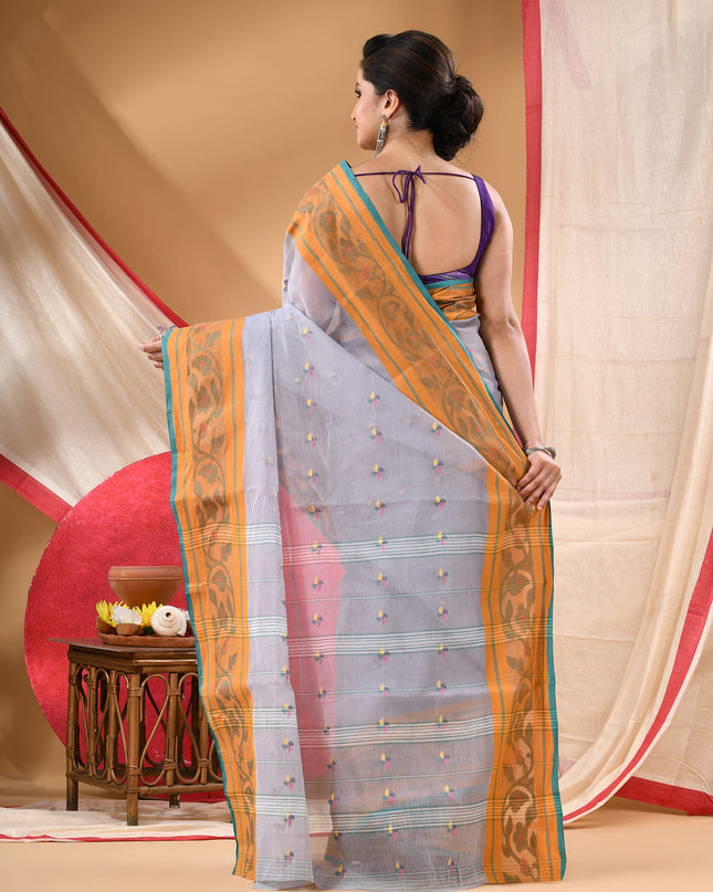 Women Tant cotton saree for woman party, wear handloom sarees for women cotton georgette chettinad cotton silk sarees for women latest, Vasantika design (Grey)