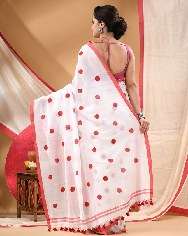 Women cotton silk tant handloom saree mysore party wear sarees latest design wedding handloom  sarees for women latest (Red)