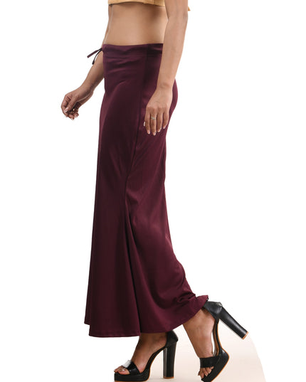 Fish Cut Stretchable Saree Shapewear Petticoat for Women (Dark Maroon)