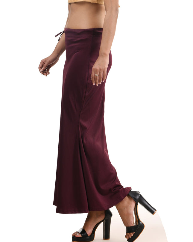 Fish Cut Stretchable Saree Shapewear Petticoat for Women (Dark Maroon)